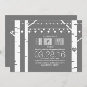 Berkenbomen Hart & String Lights Repetitie Diner Kaart (Voorkant / Achterkant)