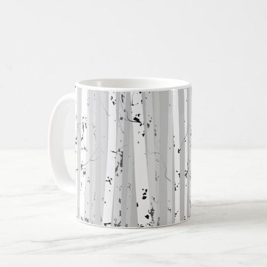 Berkenbomen  horizontale achtergrond koffiemok (Voorkant links)
