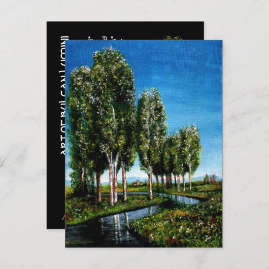 BERKENBOMEN IN TUSCAAN LANDSCHAP UITNODIGING BRIEFKAART (Voorkant / Achterkant)