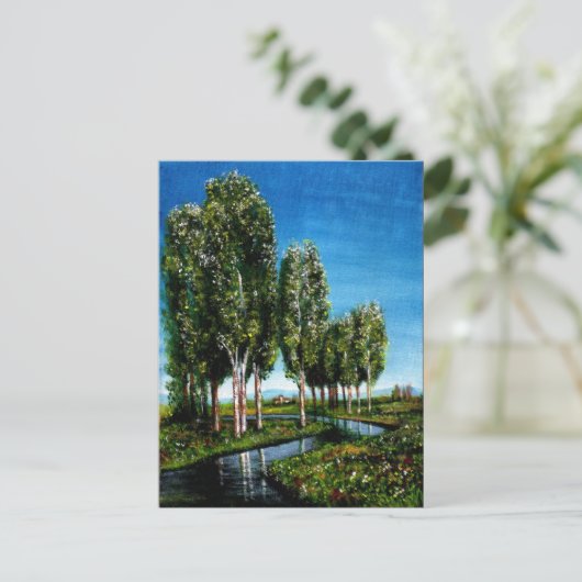 BERKENBOMEN IN TUSCAAN LANDSCHAP UITNODIGING BRIEFKAART (Staand voorkant)