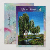 BERKENBOMEN IN TUSCANIE, blauwe groene glinstering Kaart (Voorkant / Achterkant)