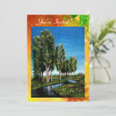 BERKENBOMEN IN TUSCANIE,groene bruine gele glinste Kaart (Staand voorkant)