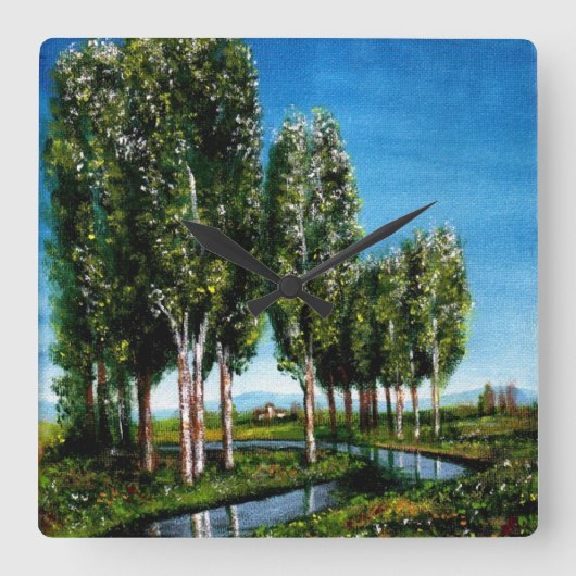 BERKENBOMEN IN TUSCANIE VIERKANTE KLOK (Voorkant)
