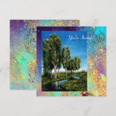 BERKENBOMEN IN TUSCANJE, blauw groen goud glinster Kaart (Voorkant / Achterkant)