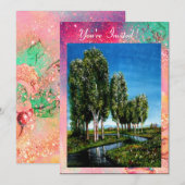 BERKENBOMEN IN TUSCANJE, groen roze goud glinstert Kaart (Voorkant / Achterkant)