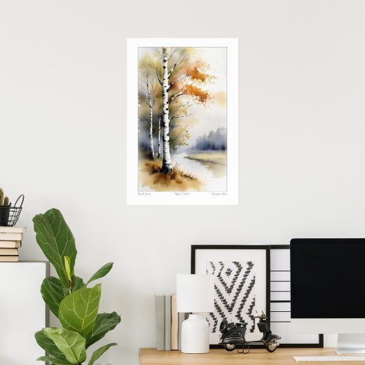 Berkenbomen in Waterverf - Print (Thuiskantoor)