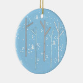 Berkenbomen met vallende sneeuw keramisch ornament (Rechts)