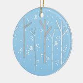 Berkenbomen met vallende sneeuw keramisch ornament (Links)
