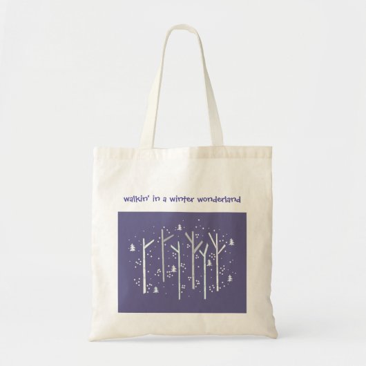 Berkenbomen met vallende sneeuw tote bag (Voorkant)