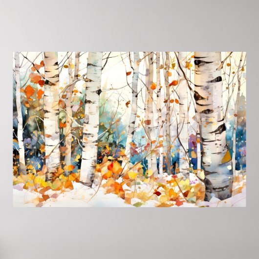Berkenbomen Natuur Muurkunst Poster (Voorkant)