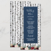 Berkenbomen Navy Blue Bourgondische bruiloft Menu  (Voorkant / Achterkant)