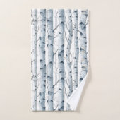 Berkenbomen patroon grijs wit bad handdoek (Handdoek)