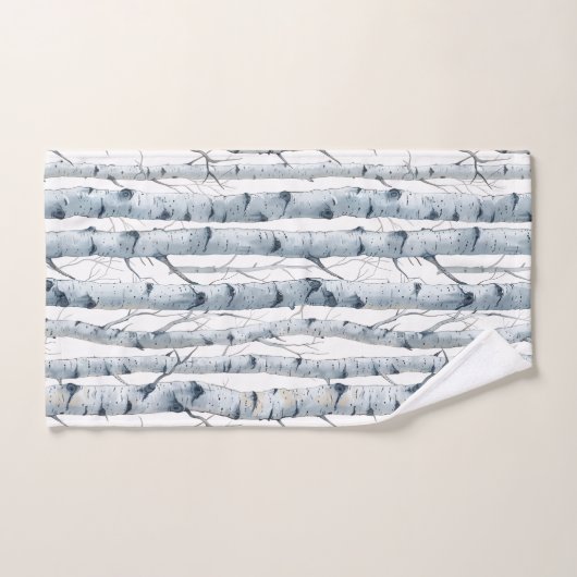 Berkenbomen patroon grijs wit bad handdoek (Handdoek)