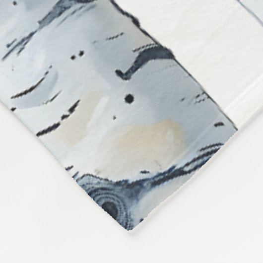Berkenbomen patroon grijs wit fleece deken (Hoek)