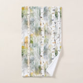 Berkenbomen patroon groen bad handdoek (Handdoek)