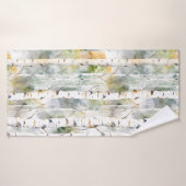 Berkenbomen patroon groen badhanddoek (Badhanddoek)