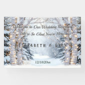 Berkenbomen Pijnbomen Winter Wonderland Wedding Spandoek (Horizontaal)