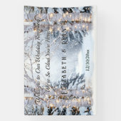 Berkenbomen Pijnbomen Winter Wonderland Wedding Spandoek (Verticaal)