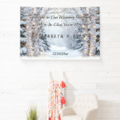 Berkenbomen Pijnbomen Winter Wonderland Wedding Spandoek (Insitu)