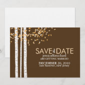 Berkenbomen vallen save the date-aankondigingen date (Voorkant / Achterkant)