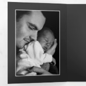 Berkenboom, 3 fotocollage Baby Geboorte Drieluik Aankondiging (Binnenzijde eerst)