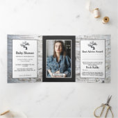 Berkenboom, Baby shower Suite Drieluik Uitnodiging (Binnen)