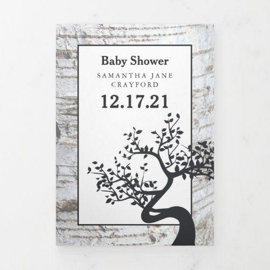 Berkenboom, Baby shower Suite Drieluik Uitnodiging (Cover)