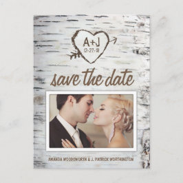 Berkenboom Bark Rustieke bruiloft Save the Date Ka Aankondigingskaart