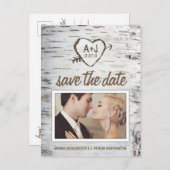 Berkenboom Bark Rustieke bruiloft Save the Date Ka Aankondigingskaart (Voorkant / Achterkant)