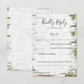 Berkenboom Bark Rustieke herfst bruiloft RSVP Kaartje (Voorkant / Achterkant)