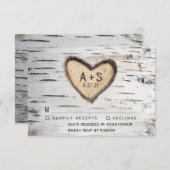 Berkenboom Bast Landelijke Trouw RSVP Kaarten (Voorkant / Achterkant)