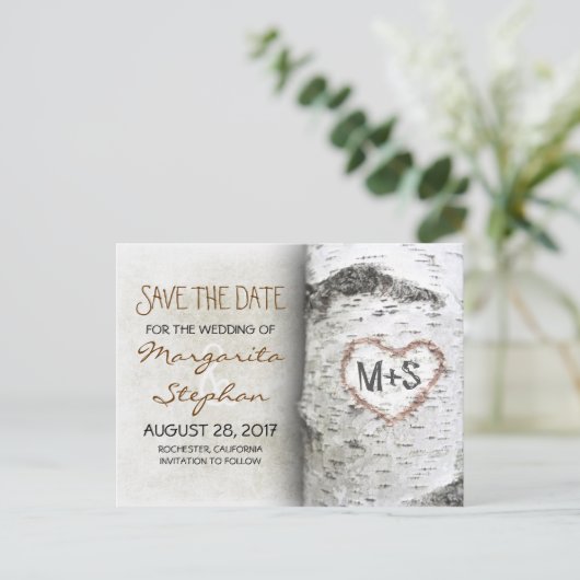 berkenboom bewaar de datum briefkaarten (Staand voorkant)