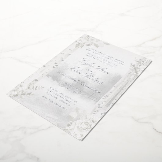 Berkenboom bos bruiloft folie uitnodiging (Gedraaid)