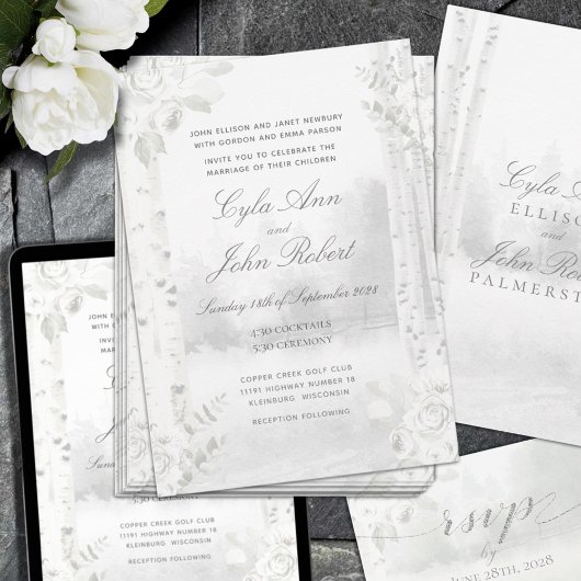 Berkenboom bos bruiloft kaart