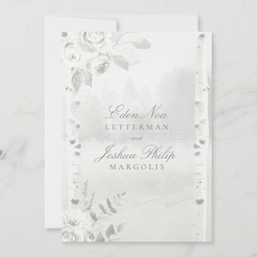 Berkenboom bos chuppah bruiloft kaart (Achterkant)