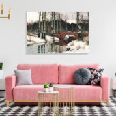 Berkenboom bos winter scène canvas schilderij (Insitu (Woonkamer))