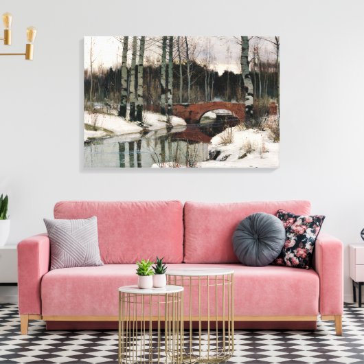 Berkenboom bos winter scène canvas schilderij (Insitu (Woonkamer))
