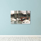 Berkenboom bos winter scène canvas schilderij afdruk (Insitu (Houten vloer))