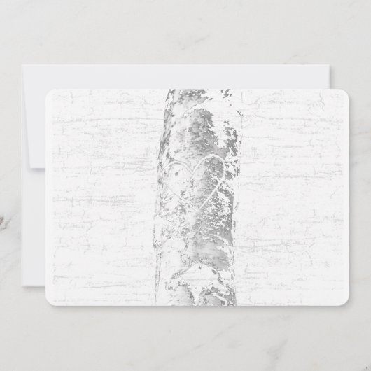 Berkenboom bruiloft met gesneden hart initialen kaart (Achterkant)