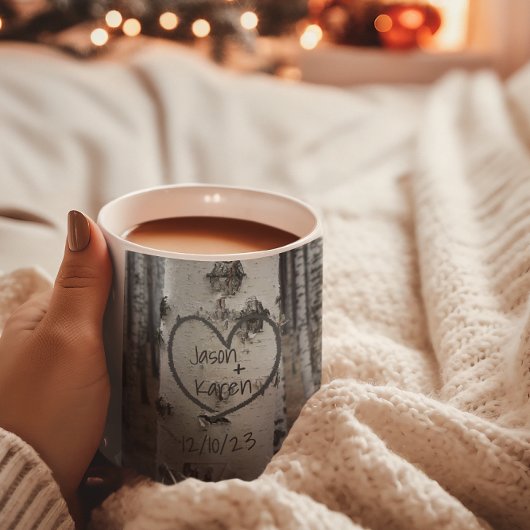 Berkenboom Custom Land Rustiek Gesneden Hart Mok