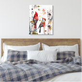 Berkenboom en kardinalen Canvas Art (Insitu (Slaapkamer))