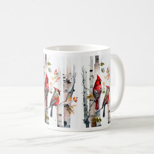 Berkenboom en kardinalen Mok (Voorkant rechts)