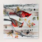 Berkenboom en kardinalen Puzzel Legpuzzel (Horizontaal)