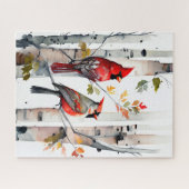 Berkenboom en kardinalen Puzzel Legpuzzel (Horizontaal)