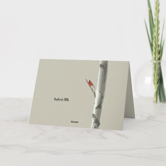 Berkenboom en rode kardinalen bedankt (Achterkant)