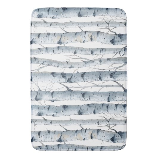 Berkenboom grijs wit patroon badmat (Voorkant Verticaal)