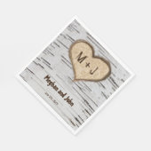 Berkenboom hart initialen outdoor rustieke bruilof servet (Hoek)