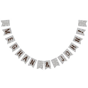 Berkenboom hart initialen rustieke bruiloft banner