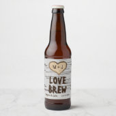 Berkenboom hart initialen rustieke bruiloft bier etiket (Voorkant)