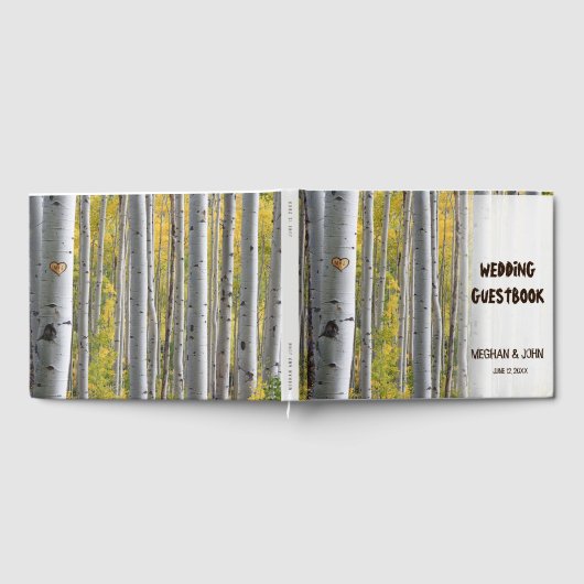 Berkenboom hart initialen rustieke bruiloft gastenboek (Volledig)